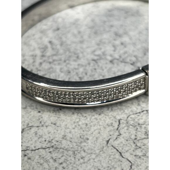 Michael Kors MK logo Silvertone pace rhinestone clamper bracelet - Picture 6 of 9